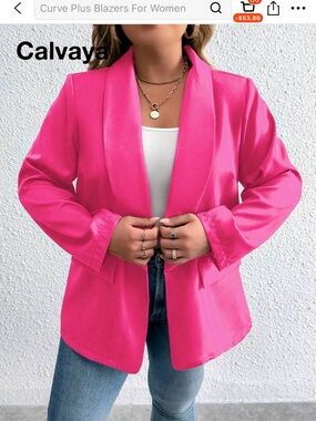 SHEIN Vibrant Hot Pink Open-Front Blazer